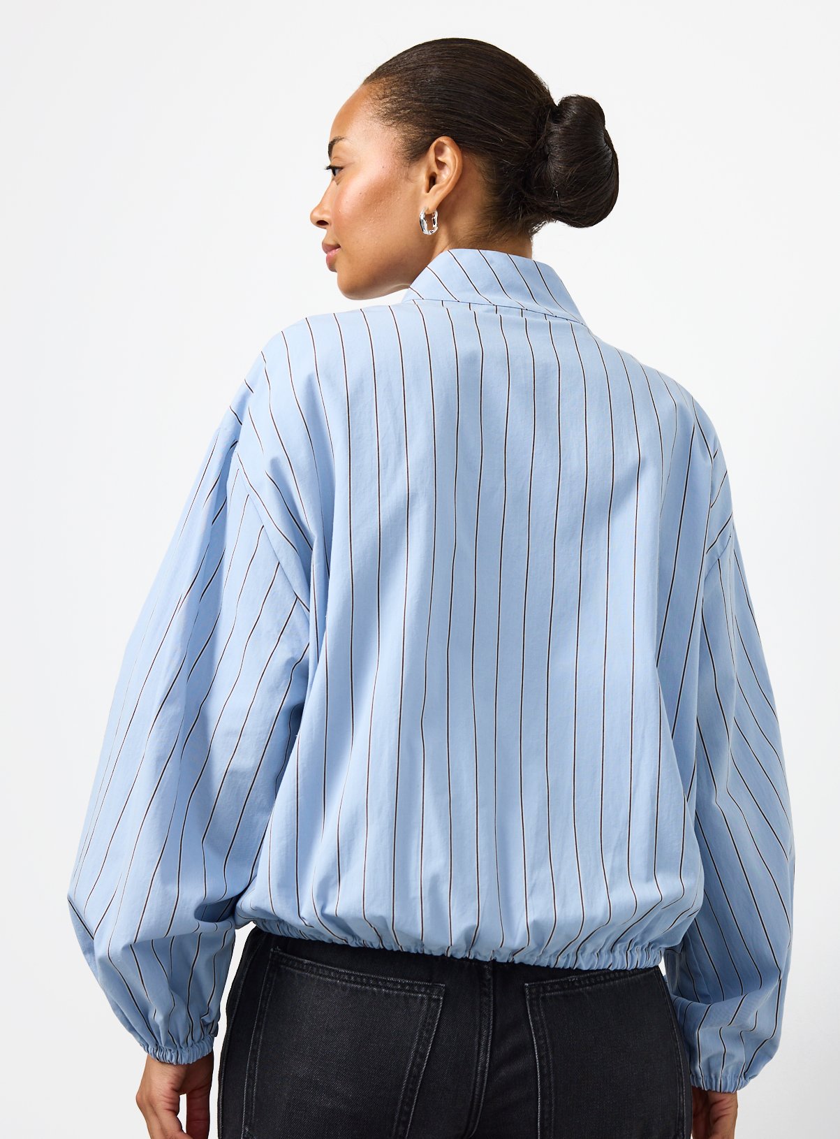 Light Blue Pinstripe Preppy Shacket 18 - Image 4 thumbnail